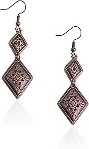 Wrangler Western Drop Dangle Earrings For Women Cowgirl Horseshoe Concho Dangling Country Rustic Jewelry