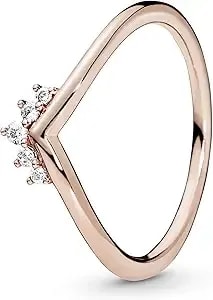 Pandora Jewelry Tiara Wishbone Cubic Zirconia Ring In Rose, Size 9