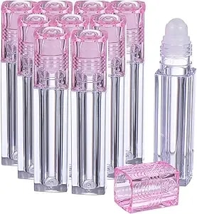 Beaupretty 10pcs Lip Gloss Tubes Empty Lip Gloss Containers Plastic Clear Mini Refillable Lip Balm Eyeliner Mascara Bottles Reusable Lipstick Wand Pink