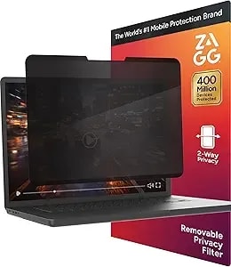 Zagg 13.3-Inch Universal Laptop Privacy Filter (16:9) – Removable Magnetic 4-Way Screen Filter, Anti-Glare Matte Finish, Fingerprint Resistant, Reusable Design & Protective Sleeve