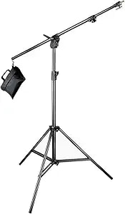 Manfrotto Boom Stand 420 (Black Anodized), 3-Section Stand Convertible To Double Extension Boom And Stand, With Sand Bag (#3397b)