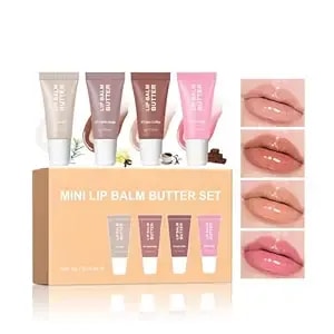 4pcs Hydrating Lip Gloss Set, Mini Lip Balm Pack, High Shine Glass Finish Lip Moisturizing Plumping Lip Gloss Shiny Jelly Liquid Lipstick For Women
