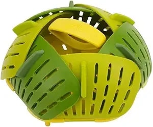 Joseph Joseph Bloom Folding Steamer Basket For Vegetables, Expandable For Various Pans, Compact Storage - Green