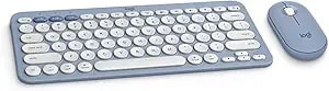 Logitech Pebble 2 Combo For Mac, Wireless Keyboard And Mouse, Slim, Quiet And Portable, Customizable, Bluetooth Mouse And Keyboard, Easy-Switch, For Macos, Ipados - Tonal Blue