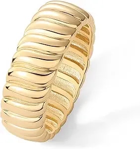 Pavoi 14k Gold Plated Chunky Statement Ring - Chunky Stackable Wide Band For Women