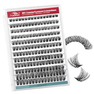 Fadvan Lash Clusters, 192pcs Wispy Eyelash Clusters D-Curly Cluster Lashes, Volume Individual Lashes 0.07mm Cluster Eyelash Extensions, 8-16mm Diy Cluster Eyelash Extension