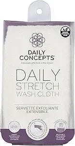 Daily Concepts - Daily Stretch Wash Cloth Reusable Packaging For Whole Body Exfoliation, Stretches Upto Three Times Its Size, Vigorous Texture Safe For All Skin Types 68g…