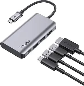 Belkin Usb C Hub, 4-In-1 Multi-Port Laptop Dock With 4k Hdmi, Usb C Docking Station With 100 Watt Pass-Through Power Delivery, 2 X Usb A Ports For Macbook Pro, Air, Ipad Pro, Chromebook And More
