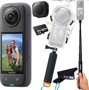 insta360 x4 Dive Bundle- Waterproof 360 Action Camera With 1/2" 48mp Sensors, 8k 360 Hdr Video, 72mp 360 Photo - Bundle Includes Selfie Stick, Floating Grip, Lens Cap (256gb)