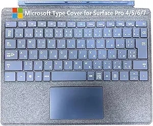 Microsoft Type Cover For Surface Pro 4/5/6/7, 12.3" Rechargeable Keyboard, Wireless Ultra-Slim Portable Magnetic Keyboard - Blue, Japanese (Renewed)