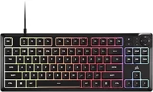 Corsair k55 Core Tkl Rgb Gaming Keyboard – Tenkeyless, 8-Zone Rgb, Quiet Membrane Keys, Spill Resistant, Media Keys, 1000hz Polling – Na Layout – Black