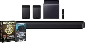 Samsung Q Series Soundbar Hw-q990f 11.1.4 Ch Subwoofer + Rear Speaker (2025) Q-Symphony Bundle With Cps Exclusive 26 Month Protection Pack & Deco Gear Complete Home Theater Beginner′S Guidebook