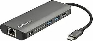 Startech Usb C Multiport Adapter, Usb-C Travel Dock To 4k Hdmi, 3x Usb-A 3.0 Hub, Sd/Sdhc, Gbe, 60w Pd 3.0 Pass-Through, Portable Usb Type-C Mini Docking Station, Thunderbolt Compatible