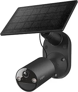 Tapo Solarcam 1080p Outdoor Wireless Security Camera - Battery Power With Solar, Person Detection, Subscription-Free Local Storage Or Optional Cloud, Works With Alexa & Google Assistant, c403 Kit