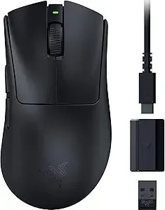 Razer Deathadder v3 Hyperspeed Wireless Gaming Mouse: 55g Lightweight - Usb C Charging - Up To 100 Hr Battery - Advanced 26k Optical Sensor - Gen-3 Optical Switches - 8 Programmable Controls - Black