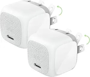 Belkin Usb C Charger Block 20w (2 Pack), Fast Charging Block, Type C Wall Charger, Compatible With Apple Iphone 17, Air, Pro, Airpods,Samsung Galaxy s26, Google Pixel 10, Ipad, Airpods, Etc - White