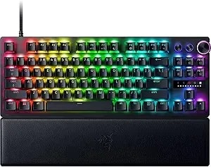 Razer Huntsman v3 Pro Tkl Gaming Keyboard: Analog Optical Switches W/Rapid Trigger & Adjustable Actuation - Media Keys & Dial - Doubleshot Pbt Keycaps - Aluminum Top Plate - Wrist Rest (Renewed)