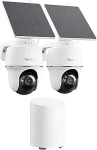 Reolink 5mp Solar Security Cameras Wireless Outdoor, 360° Pan Tilt Auto-Tracking, Smart Ai Detection, Up To 1tb Local Storage, 2.4/5ghz Dual-Band Wifi, Home Hub Mini With 2x Argus Pt + Solar Panel