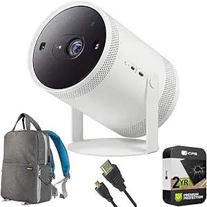 Samsung Sp-lff3claxxza The Freestyle Projector 2nd Gen With Gaming Hub Bundle With Backpack For Mirrorless And Dslr Cameras + 6 Feet Micro-Hdmi To Hdmi A/V Cable + 2 Year Cps Enhanced Protection Pack
