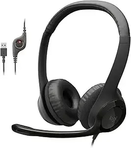 Logitech h390 Wired Headset For Pc/Laptop, Stereo Headphones With Noise Cancelling Microphone, Usb-A, In-Line Controls, Works With Chromebook - Black