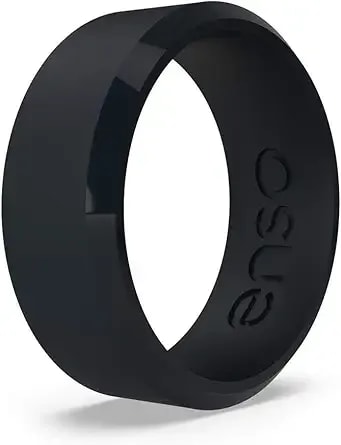 Enso Rings Bevel Classic Silicone Wedding Ring – Hypoallergenic Unisex Wedding Band – Comfortable Band For Active Lifestyle – 8mm Wide, 2.16mm Thick