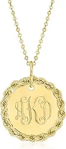 Ross-Simons Italian 14kt Yellow Gold Personalized Roped-Circle Necklace