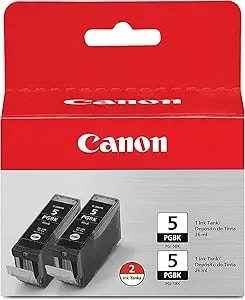 Canon Pgi-5 Genuine Black Twin Pack, Compatible With ip4300, ip3500, ip3300, mp970, mp960, mp950, mp800r, mp830, mp810, mp800, mp500, mx850, mx700, mp610, mp600, mp530, mp520, And mp510 Printers