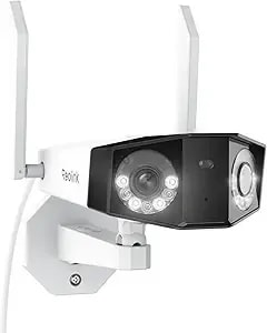 Reolink 4k Wifi Security Camera With 180° Ultra-Wide Angle, 2.4/5ghz Plug-In Outdoor Camera, Smart Human/Vehicle/Animal Detection, Color Night Vision, Two-Way Talk, Dc 12v/2a, Duo 2 Wifi