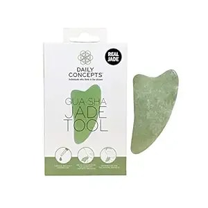 Daily Concepts Gua Sha Jade Facial Tool, Renews Skin By Increasing Blood Flow And Flushing Out Lymphatic Drainage, Stimulating Skin For Radiant Results!