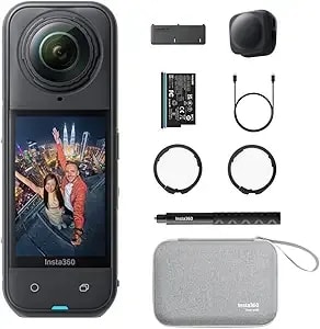 insta360 x5 Essentials Bundle - Waterproof 8k 360° Action Camera, Leading Low Light, Invisible Selfie Stick Effect, Rugged And Replaceable Lens, 3-Hour Battery, Built-In Wind Guard, Stabilization