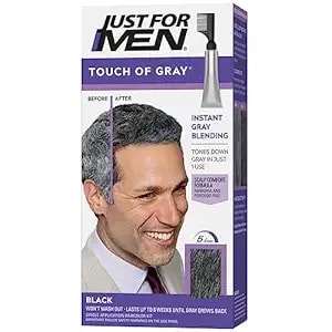 Just For Men Touch Of Gray, Mens Hair Color Kit With Comb Applicator For Easy Application, Great For A Salt And Pepper Look - Black, T-55, Pack Of 1
