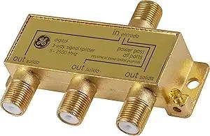 Ge Digital 3-Way Coaxial Cable Splitter, 2.5 Ghz 5-2500 Mhz, rg6 Compatible, Hd Tv, Satellite, High Speed Internet, Amplifier, Antenna, Gold Plated Connectors, Corrosion Resistant, 73756