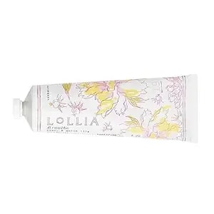 Lollia Breath Handcreme, 4 Oz, Peony & White Lily Scented Hand Cream For Women, Moisturizing Lotion For Dry Hands, Quick Absorbing Shea Butter & Cocoa Butter, Luxury Purse Essentials