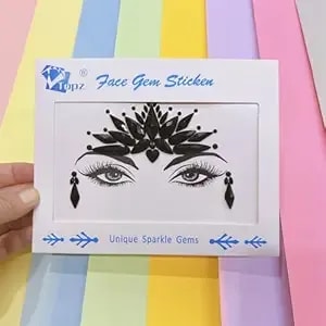 Topz Black Face Jewels Stickers, Self-Adhesive Face And Body Gems For Halloween Festival Makeup Skull Face Tattoo For Cosplay Costumes Rave Party Body Gems Stick On For Adults
