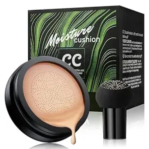 Mushroom Head Air Cushion Cc Cream - Tattoo Cover Up Bb Cream Face Makeup Foundation, Moisturizing Concealer Brighten Long-Lasting, Even Skin Tone For All Skin Types (Nude)