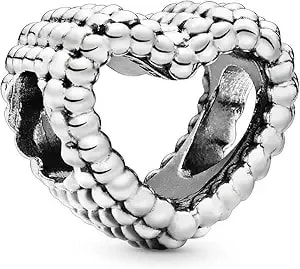 Pandora Beaded Open Heart Charm - Compatible Moments Bracelets - Jewelry For Women - Gift For Women In Your Life - Made With Sterling Silver, No Gift Box