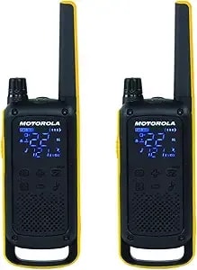 Motorola t470 Talkabout Two Way Radios, Long Range Emergency Rechargeable Waterproof Walkie Talkies 22 Channel, 35 Mile Outdoor Black Yellow, 2 Pack