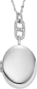 Fossil Women'S Stainless Steel Silver Locket Engravable Necklace, Color: Silver (Model: jf04427040)