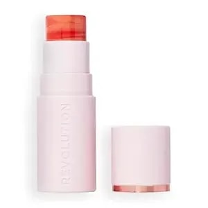 Revolution Beauty London, Skin Silk Marble Blush Stick, Buildable Color For Cheek, Eye, & Lip, Cream-To-Powder Formula, Vegan & Cruelty-Free, Sunkissed Apricot, 0.15 Oz