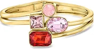 Ross-Simons 14kt Yellow Gold-Plated Bangle Bracelet With Simulated Tonal Pink And Red Gemstones