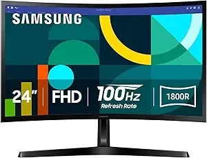 Samsung 24" Essential s3 (s36gd) Series Fhd 1800r Curved Computer Monitor, 100hz, Game Mode, Advanced Eye Comfort, Hdmi And D-Sub Ports, ls24d366ganxza