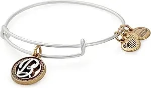 Alex And Ani Women'S Initial B Ii Bangle Two Tone Bracelet, Rafaelian Silver