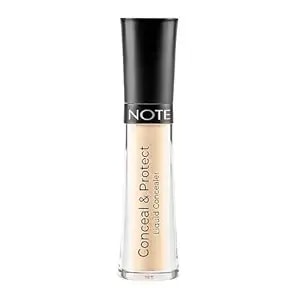 Note Cosmetique Conceal And Protect Liquid Concealer - Make Up Under Eye Concealer For Blemishes - Face Makeup - 01 Light Sand - 0.2 Oz