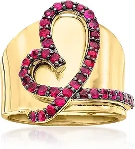 Ross-Simons 0.90 Ct. T.W. Ruby Heart Ring In 18kt Gold Over Sterling