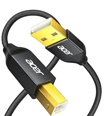 Acer Printer Cable 10ft, Usb A To Usb B Cable, High Speed Nylon Scanner Printer Cord, Aluminum Case & Gold-Plated, Usb 2.0 B Cable For Hp, Canon, Brother, Samsung, Dell, Epson, Lexmark, Xerox And More