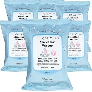 Cala Makeup Remover Cleansing Tissues: Micellar Water (30 Sheets) - Hydrating, Gentle Wipes For A Clean, Radiant Complexion, Safe For All Skin Types (180 Count, Pack Of 6)