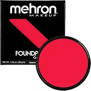 Mehron Makeup Foundation Greasepaint - Stage, Face Paint, Body Paint, Halloween Makeup 1.25 Oz (38 G) (Really Bright Red)