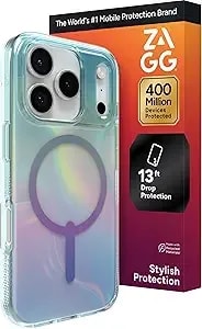 Zagg Milan Snap Case For Iphone 17 Pro - Iridescent Bubble, Graphene Strengthened Phone Case With Drop Protection (13ft/4m), Textured Edges & Sparkle Design, Magsafe Charging Compatible