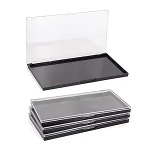 3 Pack Magnetic Makeup Palette With Clear Top, Empty Cosmetics Pan Dispensing Storage Box With 60pcs Adhesive Metal Stickers For Diy Eyeshadow Lipstick Blush Powder- 7.7"x4.3" Large