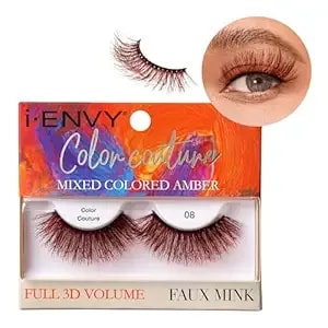 Ienvy False Eyelashes Faux Mink Color Couture Mixed Colored Lashes Maximum Fluffiness And Volume Fake Eyelashes (Mixed Amber)